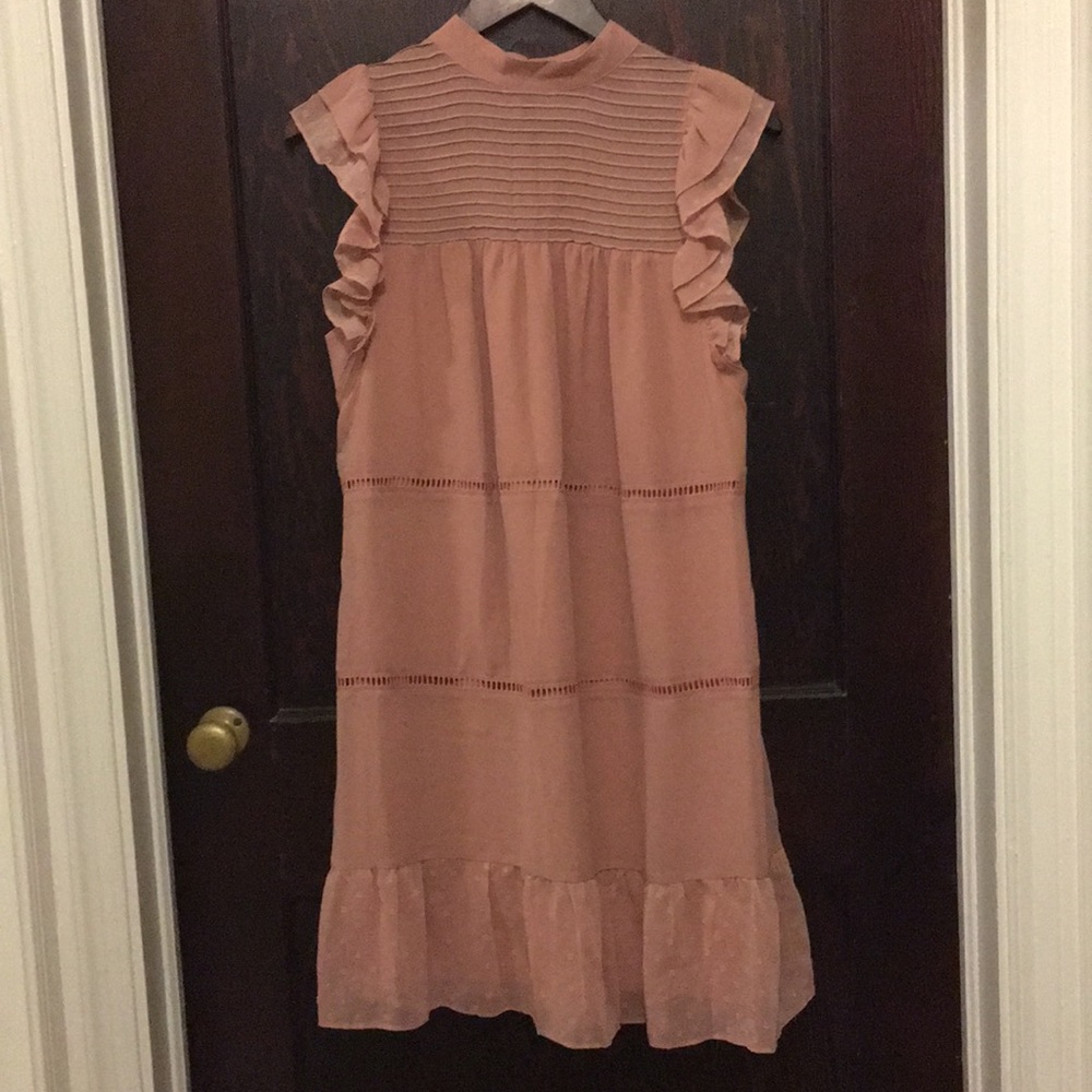 Blush pink spring dress.